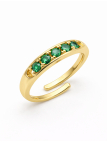 Bague ouverte dorée plaqué or 18K avec pierres vertes serties – Anneau ajustable élégant et lumineux
