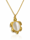 Collier tortue doré en acier inoxydable avec pierre blanche ovale