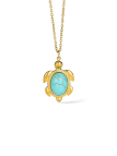 Collier Tortue Turquoise Doré en Acier Inoxydable – Pendentif Pierre Bleue Style Bohème Chic