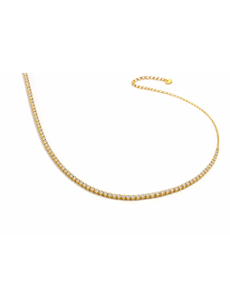 Collier Tennis Doré en Acier Inoxydable 40+5 cm – Chaîne Sertie Zircons Brillants