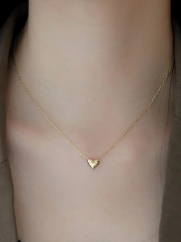 Collier Cœur Minimaliste Doré en Acier Inoxydable – Chaîne Fine Ajustable
