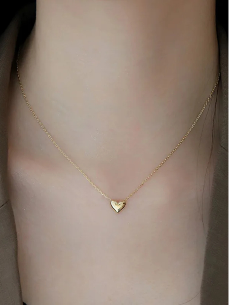 Collier Cœur Minimaliste Doré en Acier Inoxydable – Chaîne Fine Ajustable