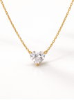 Collier Cœur Zirconium Doré en Acier Inoxydable – Pendentif Brillant Élégant