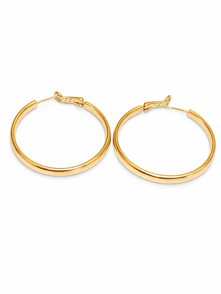 Boucles d’Oreilles Créoles 50 mm Dorées en Acier Inoxydable Classiques