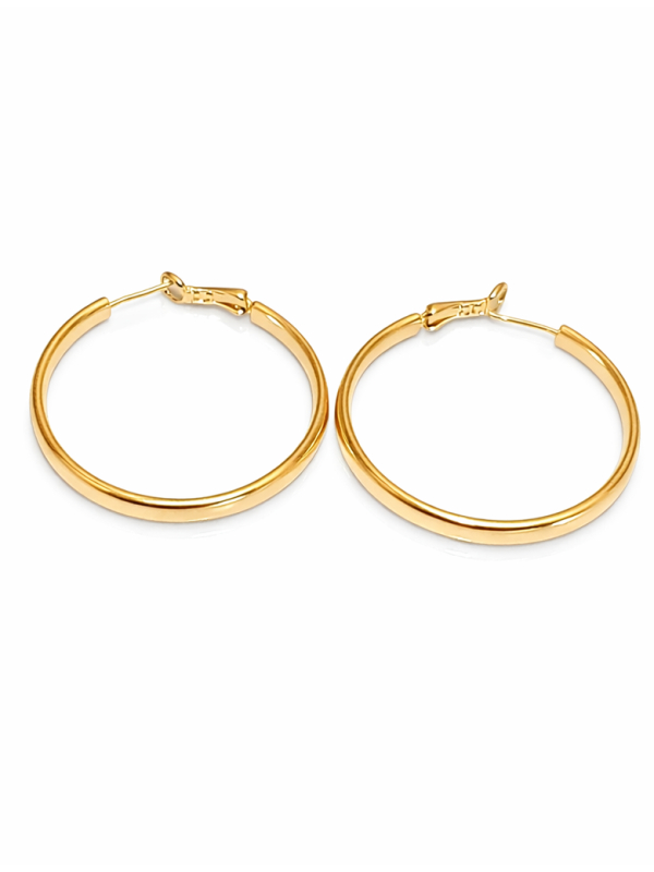 Boucles d’Oreilles Créoles 50 mm Dorées en Acier Inoxydable Classiques