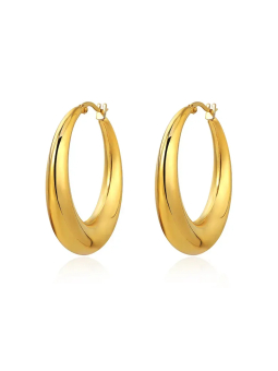 Boucles d’Oreilles Créoles Ovales 40 mm Dorées en Acier Inoxydable