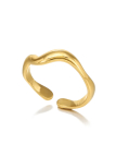 Bague Ouverte Ondulée Dorée en Acier Inoxydable