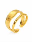 Bague Double Anneau Dorée en Acier Inoxydable Ajustable Design Moderne