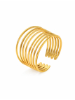 Bague Large Multi-Anneaux Dorée en Acier Inoxydable Ajustable