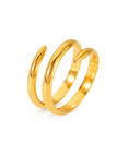 Bague Double Anneau Ouvert Dorée en Acier Inoxydable