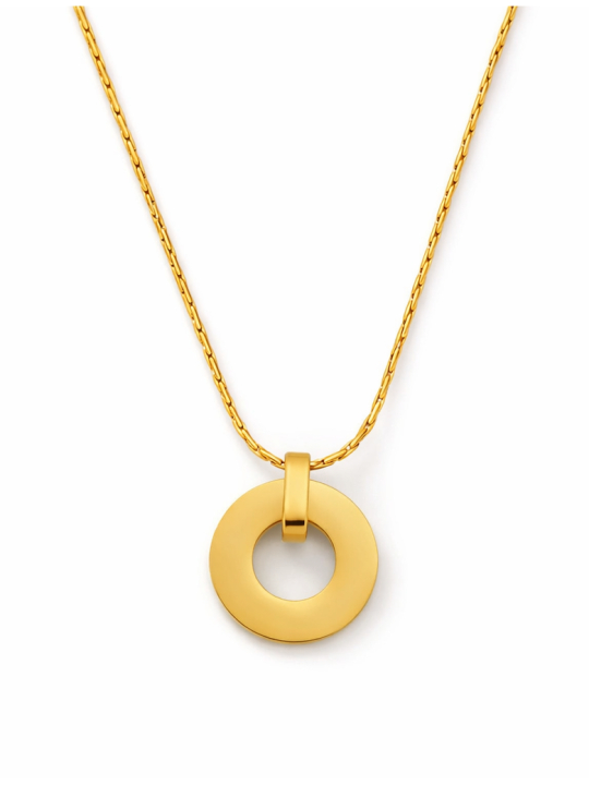Collier Pendentif Cercle Minimaliste Doré en Acier Inoxydable