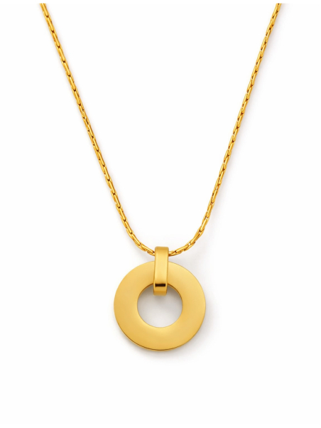 Collier Pendentif Cercle Minimaliste Doré en Acier Inoxydable
