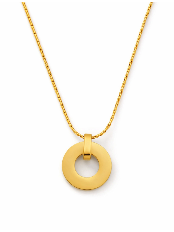 Collier Pendentif Cercle Minimaliste Doré en Acier Inoxydable
