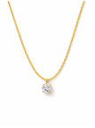 Collier Solitaire Cristal Rond Doré en Acier Inoxydable