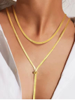 Collier Y Ajustable Maille Serpent Doré en Acier Inoxydable