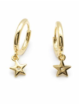 Boucles d’Oreilles Créoles Étoile Plaqué Or 18K
