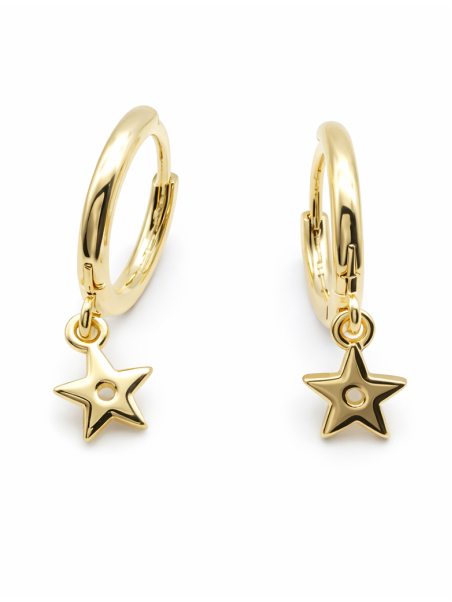 Boucles d’Oreilles Créoles Étoile Plaqué Or 18K