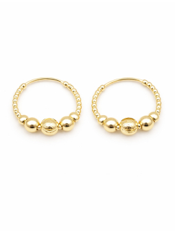 Boucles d’Oreilles Créoles Perles Dorées Plaqué Or 18K – Anneaux Élégants et Texturés
