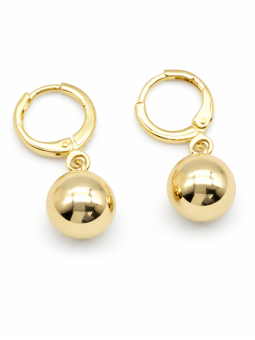 Boucles d’Oreilles Créoles Boule Plaqué Or 18K
