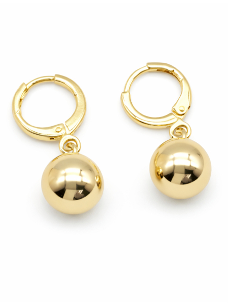 Boucles d’Oreilles Créoles Boule Plaqué Or 18K
