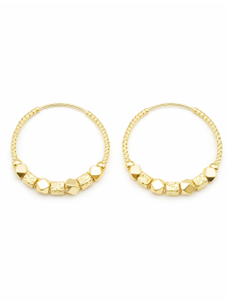 Créoles Perles Texturées Plaqué Or 18K – Boucles d’Oreilles Élégantes et Modernes