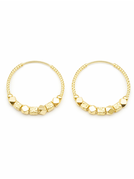 Créoles Perles Texturées Plaqué Or 18K – Boucles d’Oreilles Élégantes et Modernes