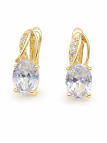 Boucles d’Oreilles Ovales Zircon Plaqué Or 18K – Élégance Brillante et Raffinée