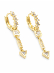 Boucles d’Oreilles Pendantes Géométriques Zircon Plaqué Or 18K – Design Moderne et Brillant