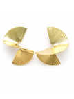 Boucles d’Oreilles Éventail Texturé Plaqué Or 18K – Design Graphique Doré
