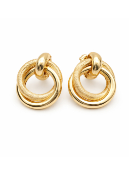 Boucles d’Oreilles Anneaux Entrelacés Plaqué Or 18K – Double Cercle Texturé