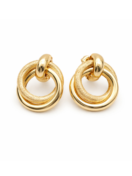 Boucles d’Oreilles Anneaux Entrelacés Plaqué Or 18K – Double Cercle Texturé