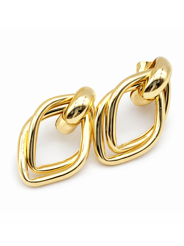 Boucles d’Oreilles Géométriques Entrelacées Plaqué Or 18K – Design Moderne Doré