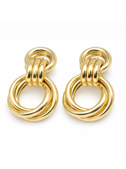 Boucles d’Oreilles Anneaux Entrelacés Plaqué Or 18K – Créoles Design Doré Élégant