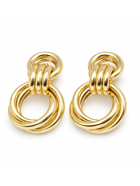 Boucles d’Oreilles Anneaux Entrelacés Plaqué Or 18K – Créoles Design Doré Élégant