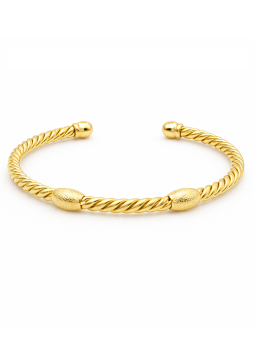 Bracelet Jonc Torsadé 60 mm Plaqué Or 18K – Manchette Corde Dorée Élégante