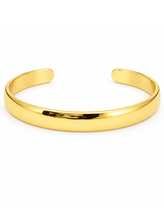 Bracelet Jonc Lisse 60 mm Plaqué Or 18K – Manchette Dorée Minimaliste
