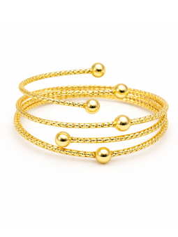 Bracelet Jonc Multi Rangs Perles Dorées Plaqué Or 18K – Diamètre 60 mm