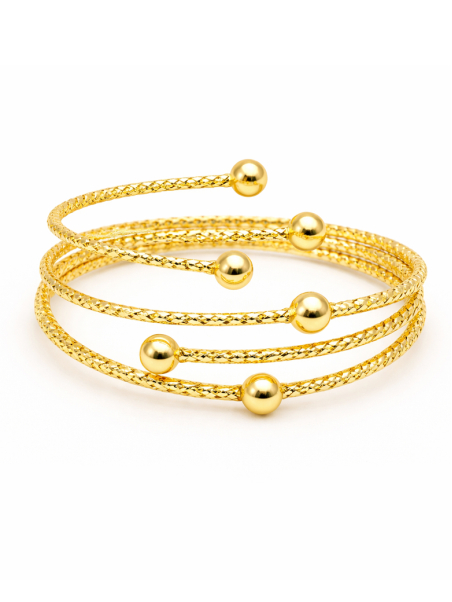 Bracelet Jonc Multi Rangs Perles Dorées Plaqué Or 18K – Diamètre 60 mm