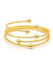 Bracelet Jonc Multi Rangs Perles Dorées Plaqué Or 18K – Diamètre 60 mm