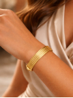 Bracelet Jonc Rigide 60 mm Plaqué Or 18K – Multi Lignes Texturées Élégantes