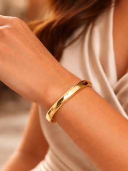 Bracelet Jonc Lisse 60 mm Plaqué Or 18K – Manchette Minimaliste Brillante