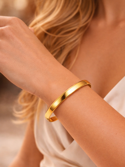 Bracelet Jonc Lisse 60 mm Plaqué Or 18K – Manchette Dorée Minimaliste
