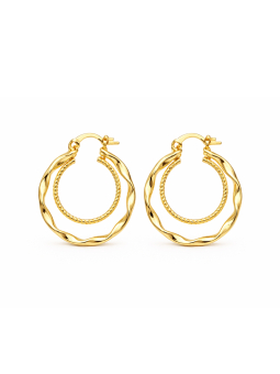 Boucles d’Oreilles Créoles Ondulées Plaqué Or 18K – Diamètre 25 mm