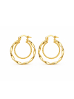 Boucles d’Oreilles Créoles Ondulées Plaqué Or 18K – Diamètre 25 mm