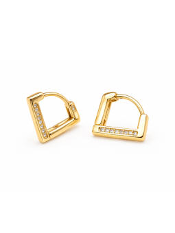 Boucles d’Oreilles Carrées Plaqué Or 18K Serties Zircons – Diamètre 18 mm
