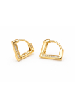 Boucles d’Oreilles Carrées Plaqué Or 18K Serties Zircons – Diamètre 18 mm