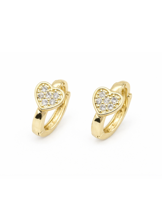 Boucles d’Oreilles Créoles Cœur Plaqué Or 18K avec Zircons – Diamètre 20 mm