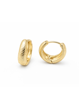 Boucles d’Oreilles Créoles Texturées Plaqué Or 18K – Diamètre 15 mm