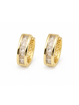 Boucles d’Oreilles Créoles Serties Zircon Plaqué Or 18K – Diamètre 15 mm
