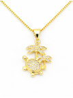 Collier Tortue & Palmiers Zircon Plaqué Or 18K – Chaîne 45 cm et Pendentif 20 mm